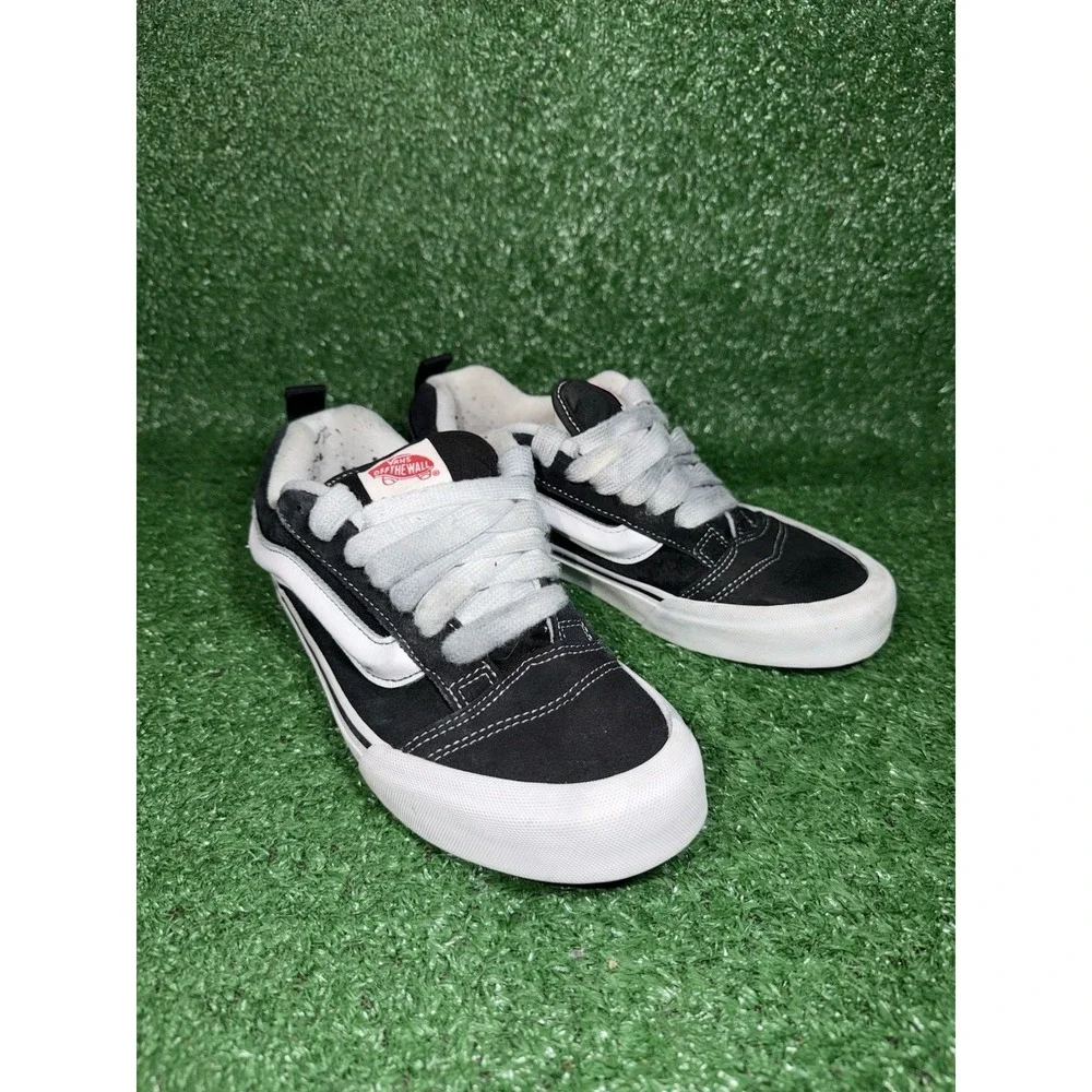 Vans Knu School Women Size 8 Black White Casual Skate Shoes Chunky Logo Sneakers
